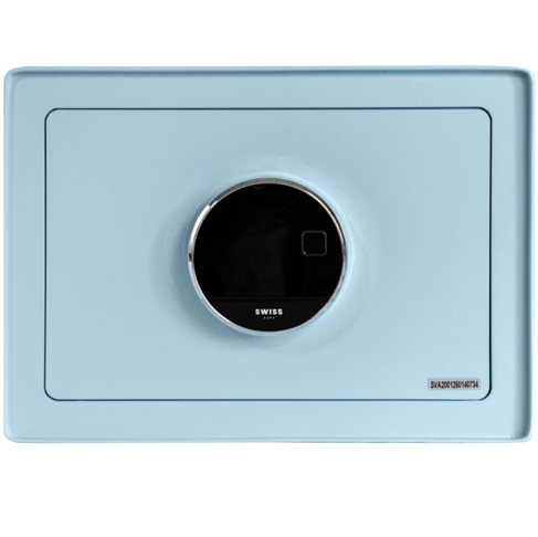 Caja Fuerte Swiss Home Digital 25x35x25 Cm Huella Dactilar Y Contraseña Con Estante Y Cajon Azul