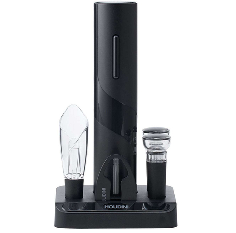 Abridor De Botellas De Vino Electrico Houdini Con Acc 6 Pzas Negro