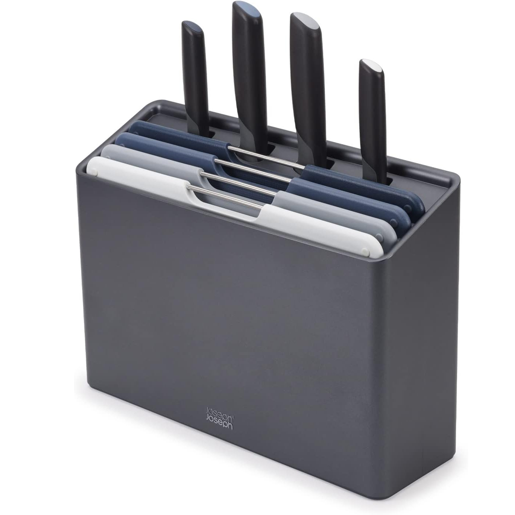 Juego De Cuchillos Joseph Joseph Folio Plus 8 Pzas Con Estuche Y Tablas Para Cortar Gris