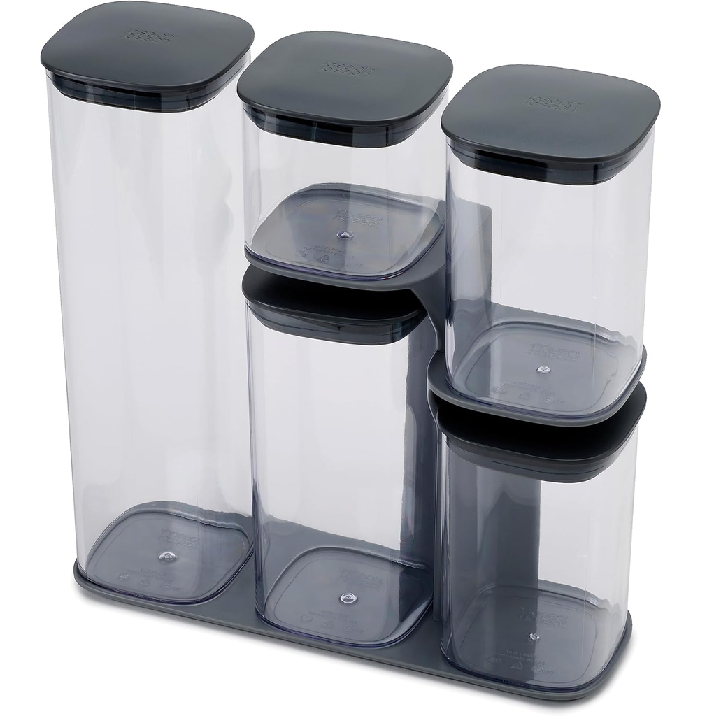Juego De Envases Joseph Joseph Podium 5 Pzas Con Soporte Gris