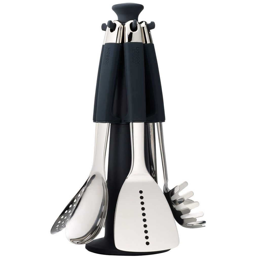 Juego De Utensilios De Cocina Joseph Joseph Elevate 6 Pzas Con Base Giratoria Negro Y Acero