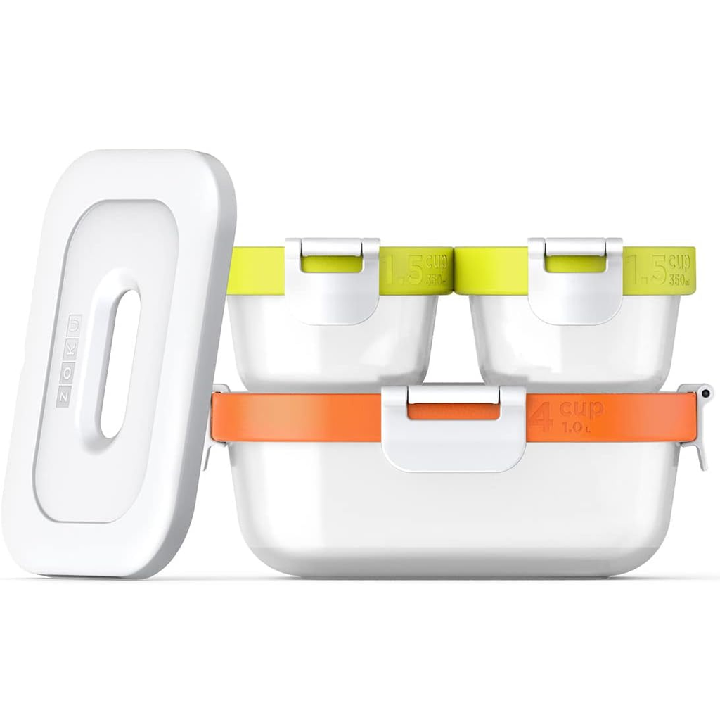Juego De Envases Zoku Neat Stack 7 Pzas Apilables Verde Y Transparente