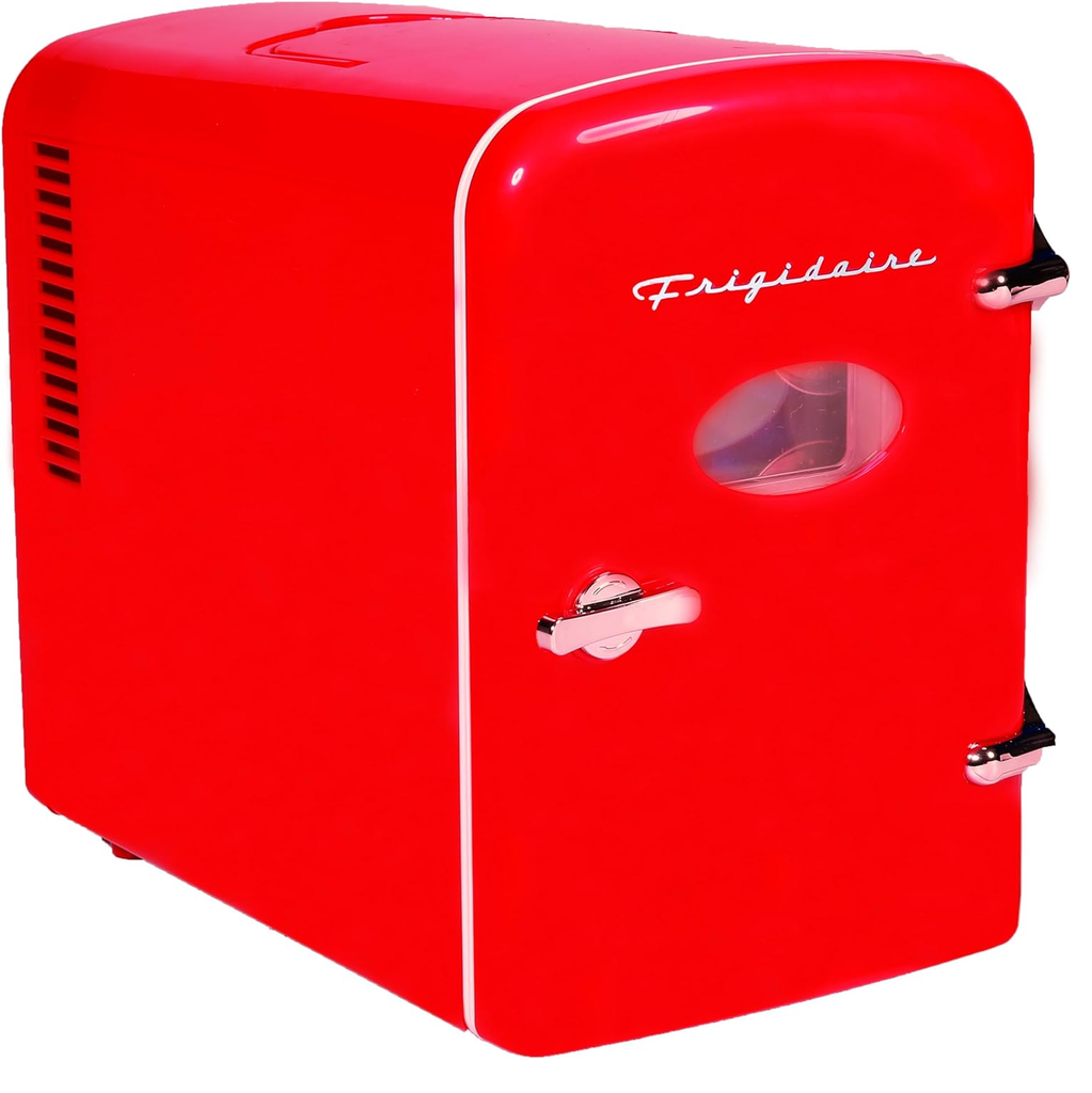 Mini Nevera Frigidaire Vintage 4 Lts Portatil 6 Latas Rojo