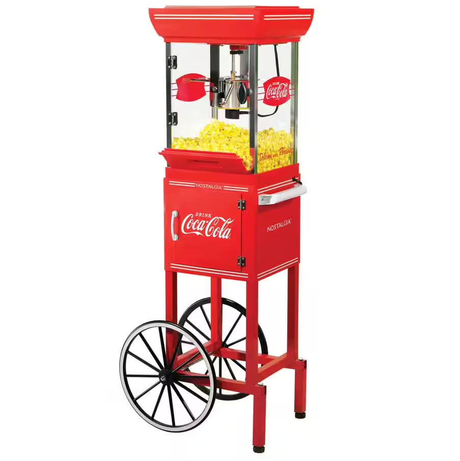 Carro De Cotufas Nostalgia 10 Tazas Compartimento De Almacenamiento Con Acc Rojo