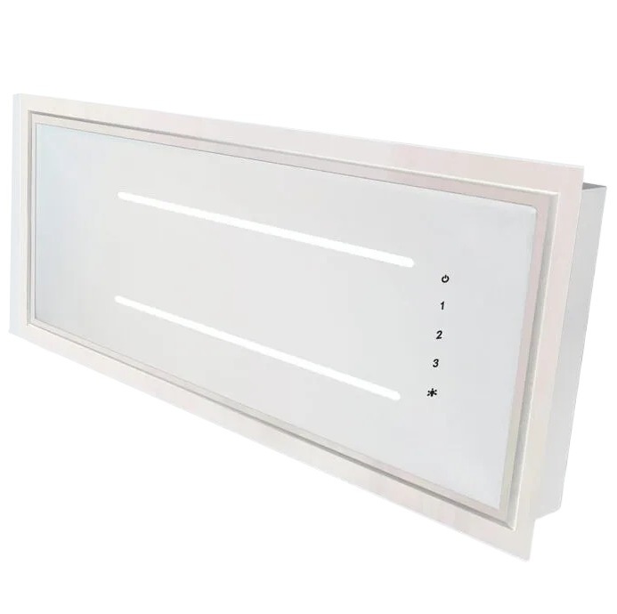 Campana De Isla 90 Cm Aroha De Techo Panel Tactil Vidrio Templado Con Control Blanco