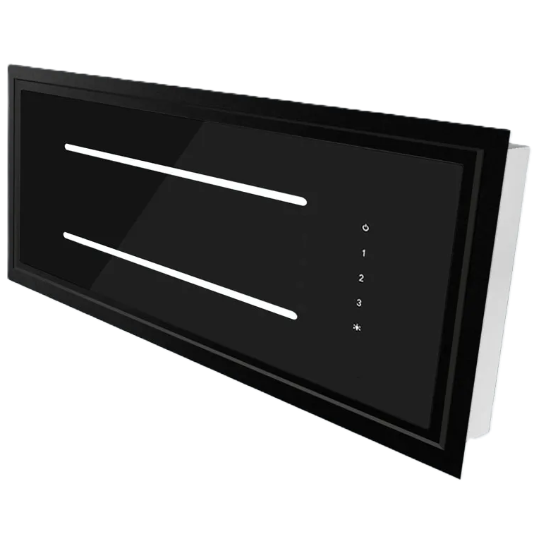 Campana De Isla 90 Cm Aroha De Techo Panel Tactil Vidrio Templado Con Control Negro