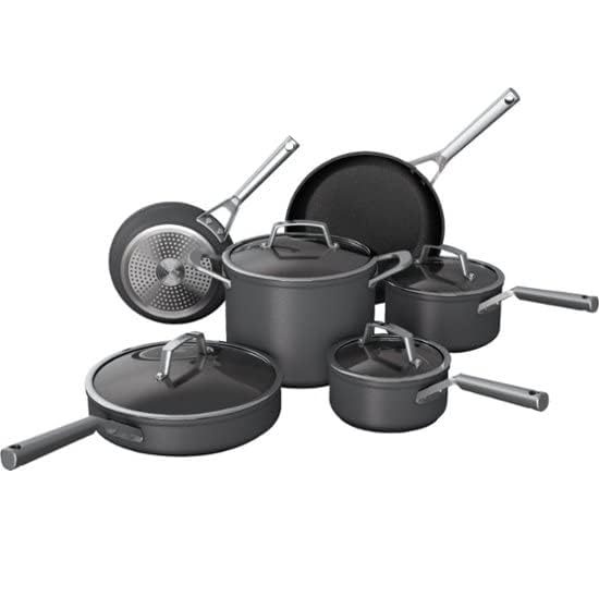Juego De Ollas Ninja Foodi NeverStick Premium 10 Pzas Anodizado Antiadherente De Induccion Apto Para Horno Negro