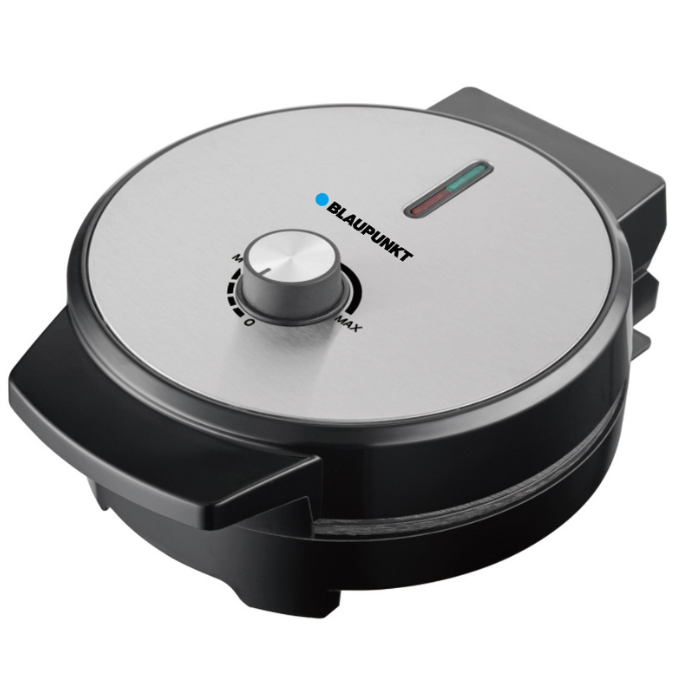 Waflera Blaupunk Antiadherente Con Perilla De Control 1000W Acero Y Negro 