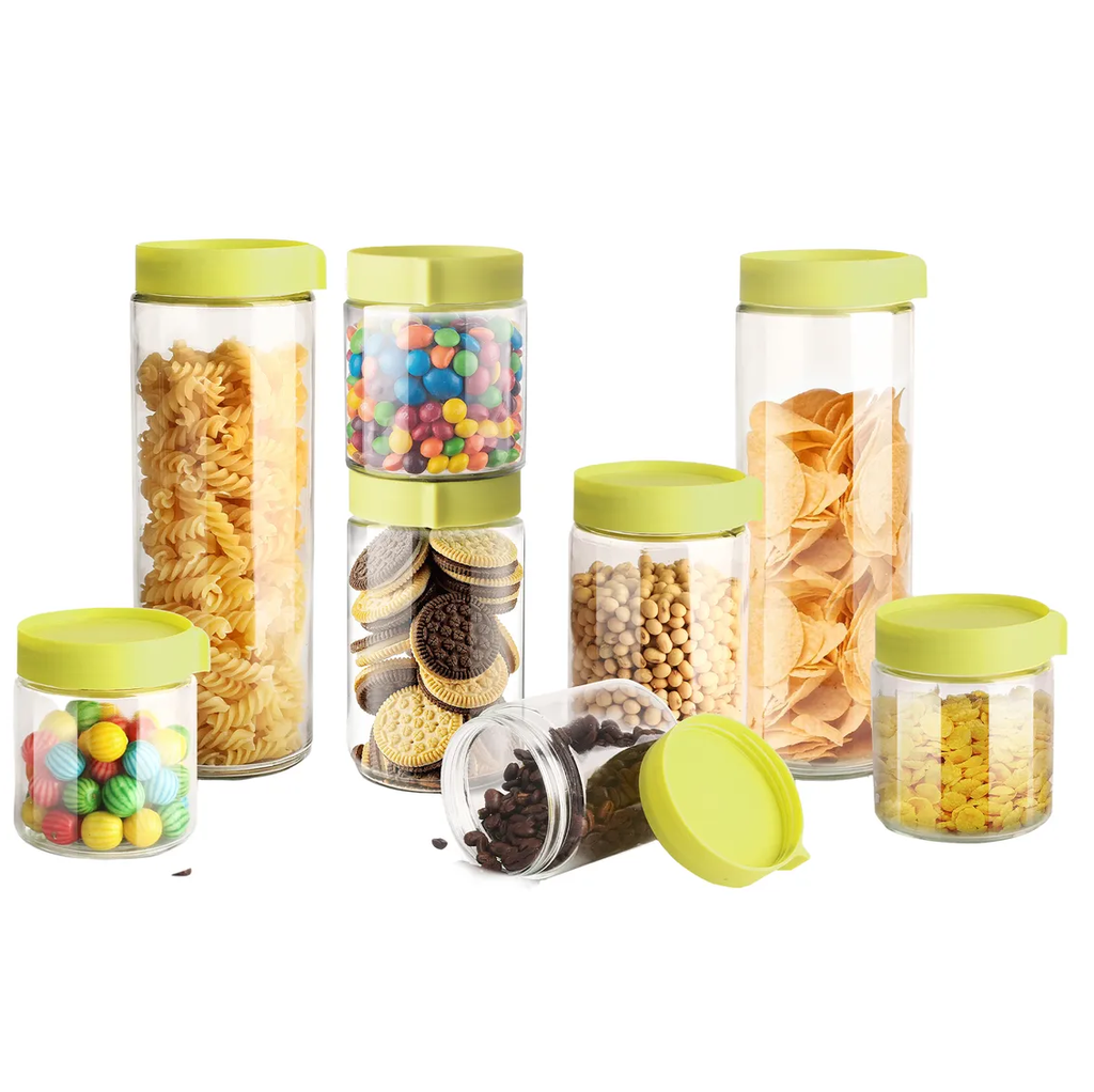 Juego De Envases Sujoya 8 Pzas Transparente Y Verde