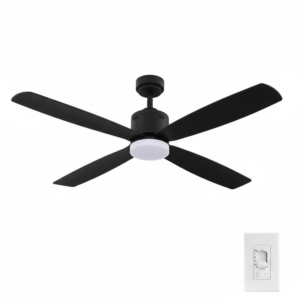 Ventilador De Techo Royal 123 Cm 6 Vel 4 Aspas Con Control Negro