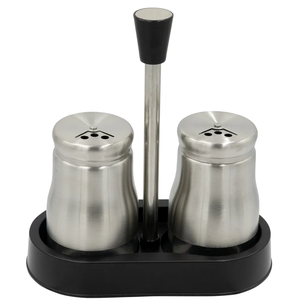 Set De Condimenteros Concepts Para Sal Y Pimienta Con Base 150 Ml 3 Pzas Acero Y Negro