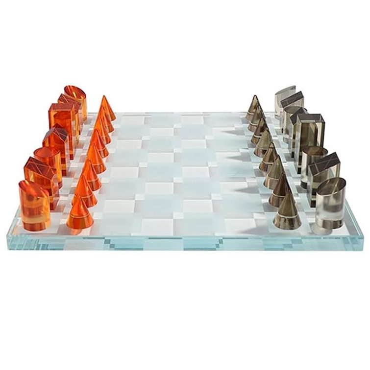 Juego de Ajedrez Concepts De Vidrio 37X37X10 Cm Blanco Negro Y Naranja