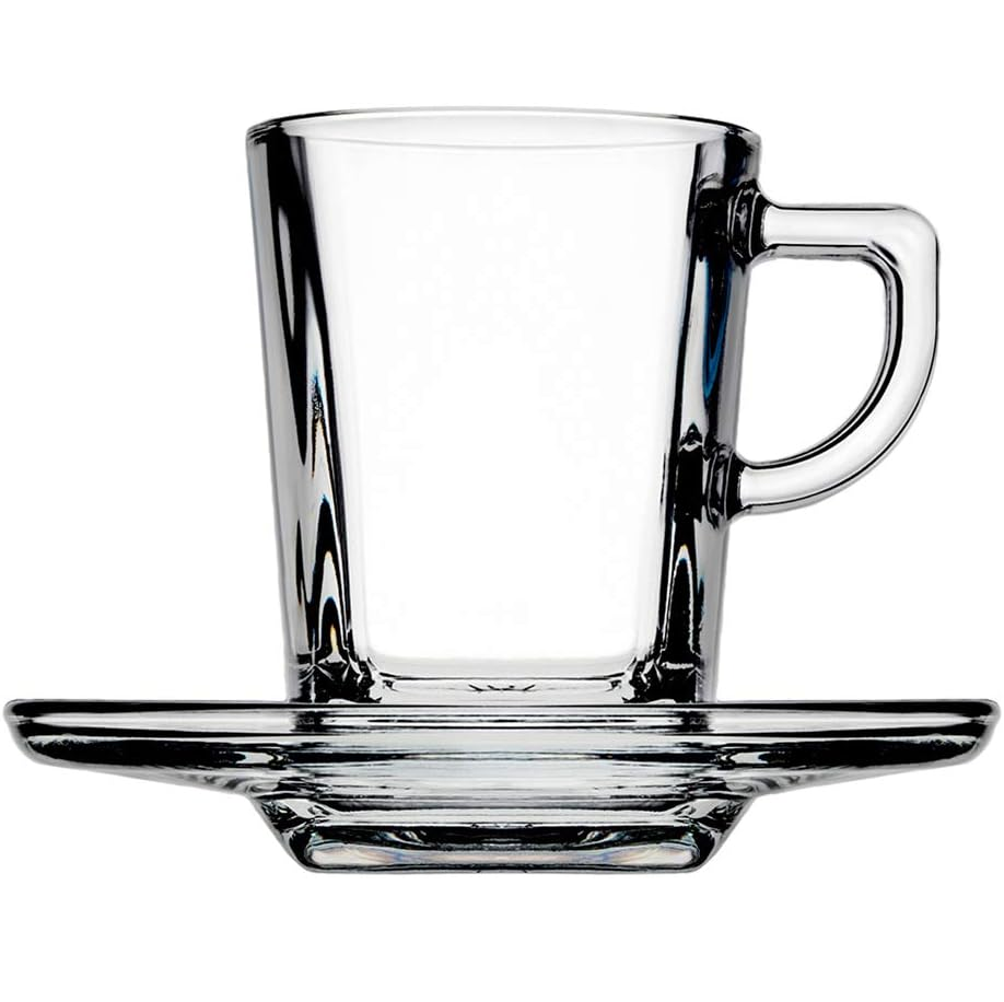 Juego De Tazas Para Cafe Pasabahce Carre 12 Pzas 72 Ml Con Platillos Transparente