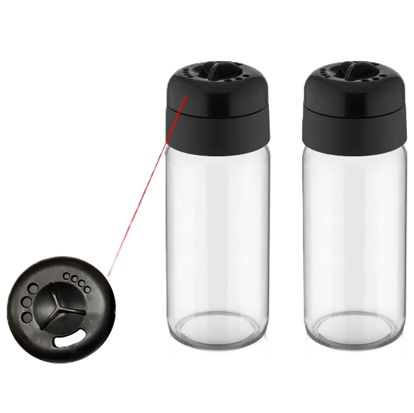 Set De Condimenteros Qlux Sal Y Pimienta De Vidrio 2 Pzas Transparente Y Negro