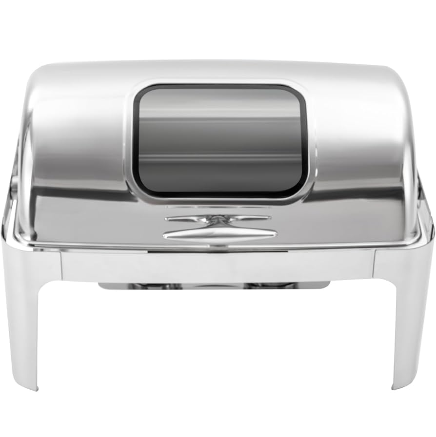 Servidor De Buffet Bistro 9 Lts Con Tapa Y Ventana Para Visibilidad Acero