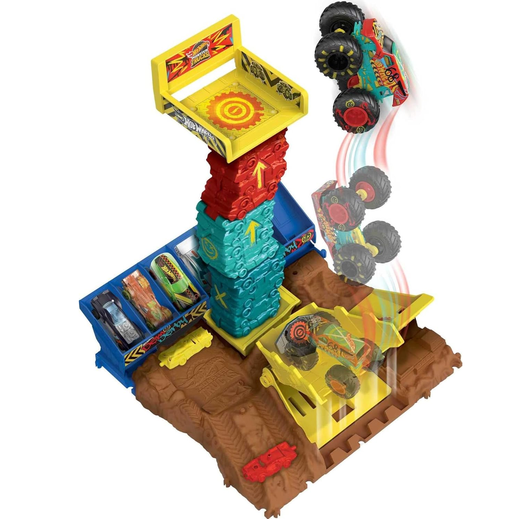 Pista de Arena Y Demolicion Hot Wheels Monster Trucks Arena Smashers Con Camion Dermo Derby Multicolor