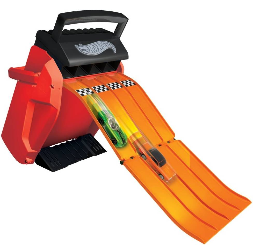 Estuche Lanzador De Carros Hot Wheels Hasta 20 Carros Rojo Y Naranja