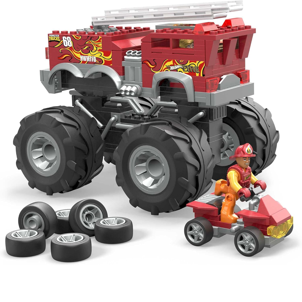 Camion De Carreras Hot Wheels 5 Alarm Monster Trucks De Construccion 284 Pzas Rojo Y Gris