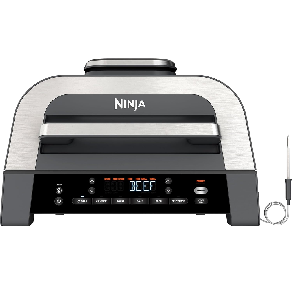 Parrillera Ninja Foodi Smart XL 6 En 1 Con Freidora De Aire Termometro Inteligente Foodi 2da Gen Acero