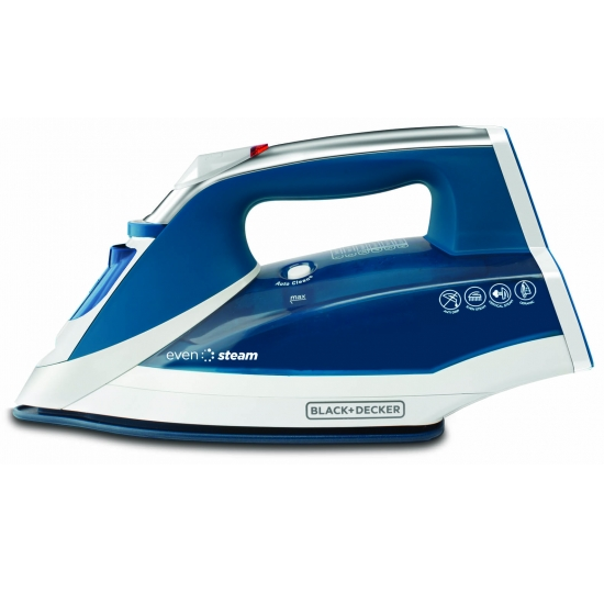 Plancha De Ropa Black+Decker EvenSteam A Vapor Con Suela CeramicGlide 1200W Azul