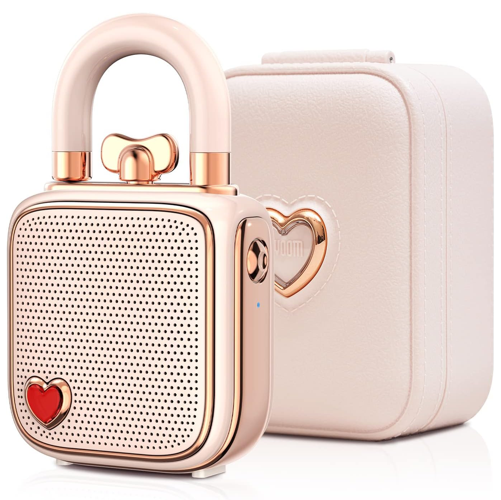 Corneta Divoom Love Lock Portatil Recargable Con Bluetooth Microfono Y Estuche Rosado
