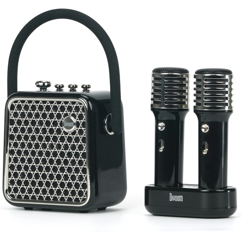 Corneta Divoom Songbird Portatil Recargable Con Bluetooth 2 Microfonos Y Estuche Negro