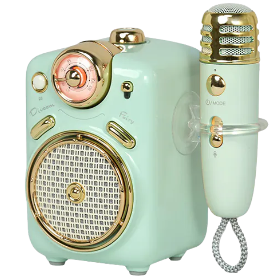 Corneta Divoom Fairy 2 Portatil Recargable Con Bluetooth Radio Fm Microfono Y Estuche Verde