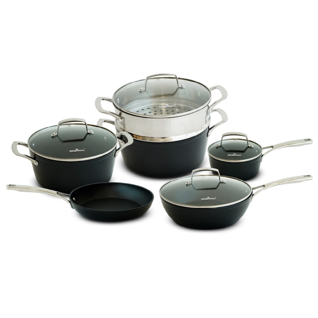 Juego De Ollas Magefesa L Gant 10 Pzas De Induccion Antiadherente ScratchSafe Aluminio Forjado Negro