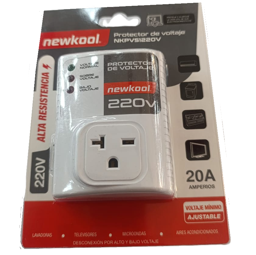 Protector Newkool Alta Resistencia 1 Toma 20A 220V Blanco