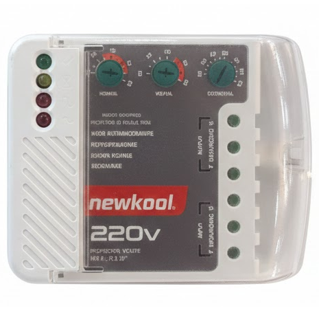 Protector De Voltaje Newkool Alta Resistencia 30A Bornera 220V Blanco Y Gris