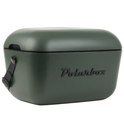 Cava Polarbox Retro Black Edition 20 Lts Con Correa Ajustable Negro Y Verde Bosque