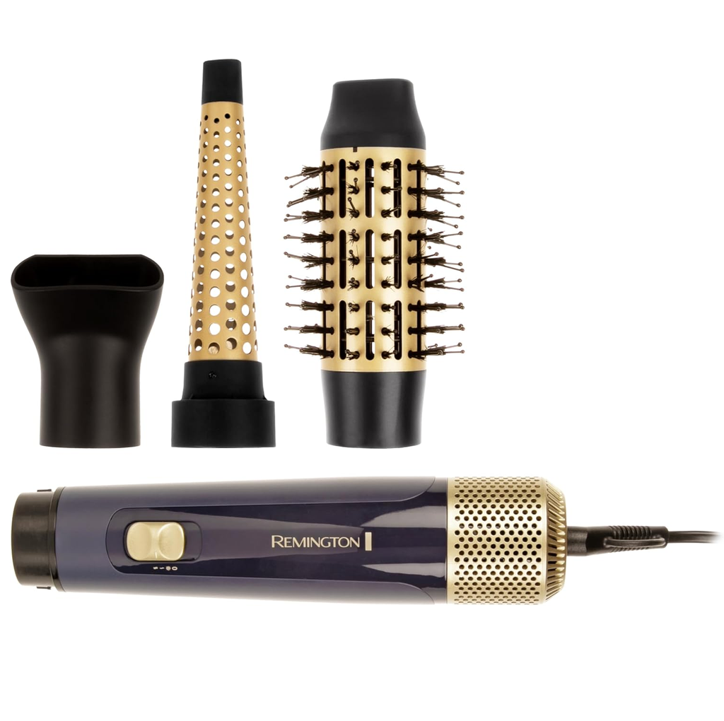 Cepillo Secador Y Multiestilizador Remington Sapphire Lux Ionico De Ceramica Con Rizador Y Concentrador 1000W Negro Y Dorado