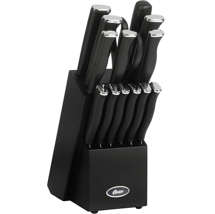 Juego De Cuchillos Oster Langmore 15 Pzas Con Base Negro