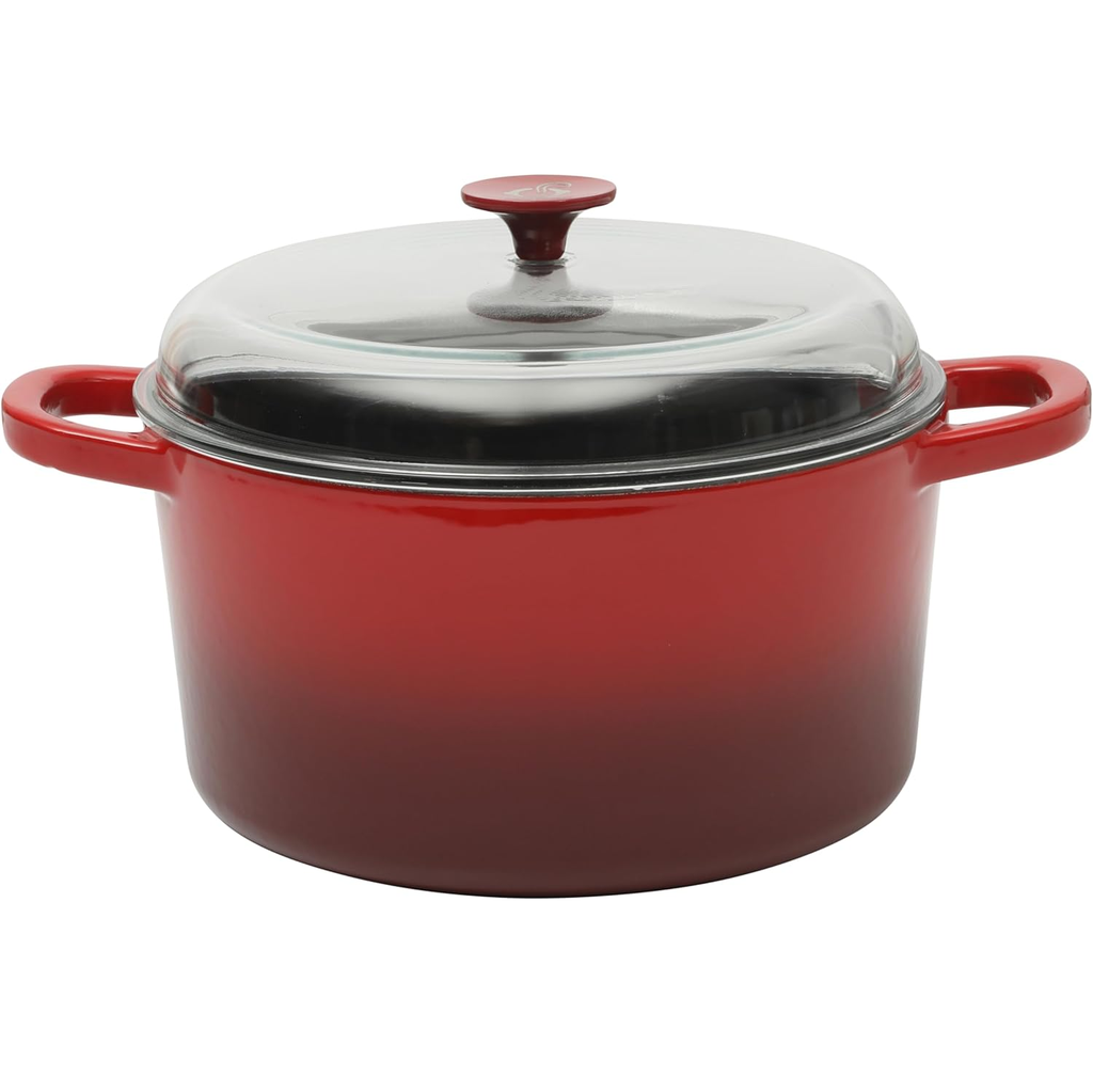 Olla Holandesa Crock Pot Artisan 6.6 Lts Con Tapa Y Asas Hierro Fundido De Induccion Rojo