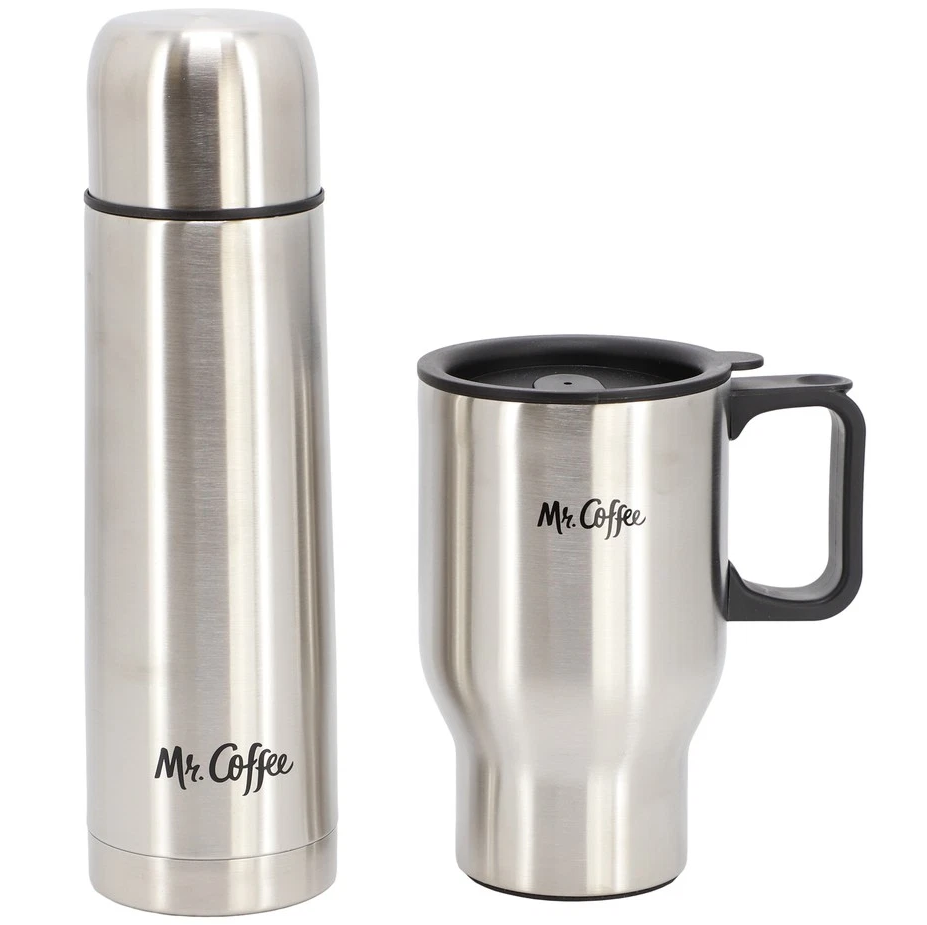 Set De Termo Y Taza Termica Mr Coffee Javelin Plateado