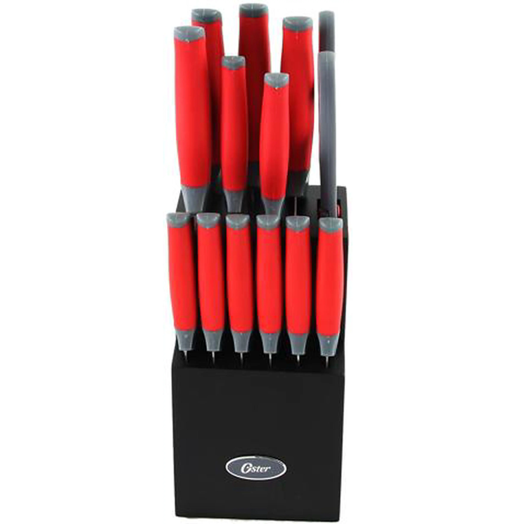 Juego De Cuchillos Oster Lindbergh 14 Pzas Con Base Rojo Y Negro