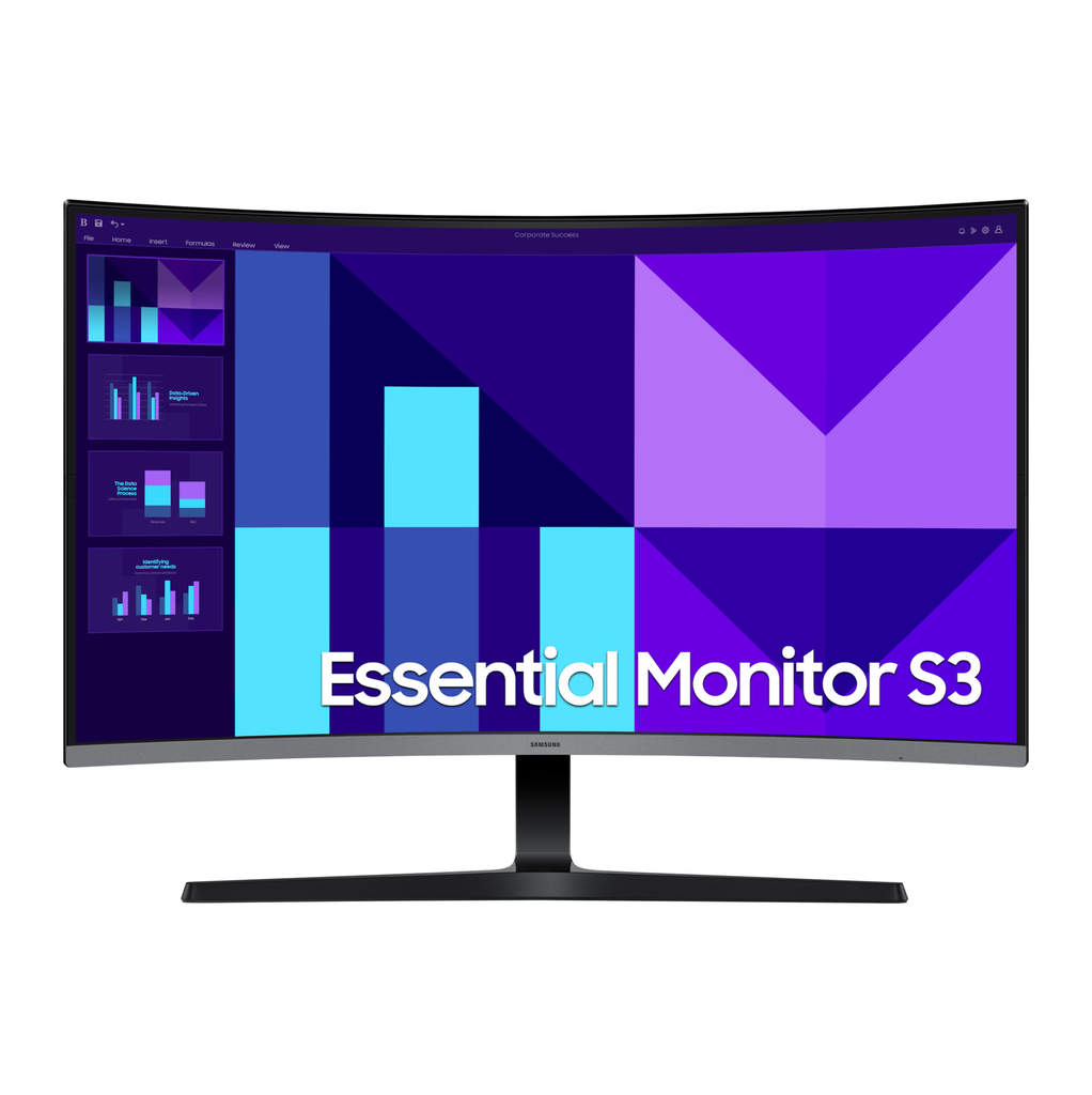 Monitor 32" Samsung Essential S3 Curvo1500R FHD IPS 100Hz Con Eye Saver Mode Y Multiples Puertose Negro