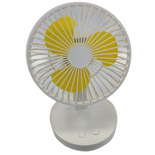  Ventilador De Mesa Beijiaju 16 Cm 1 Vel 3 Aspas Recargable Con Luz Blanco Y Amarillo