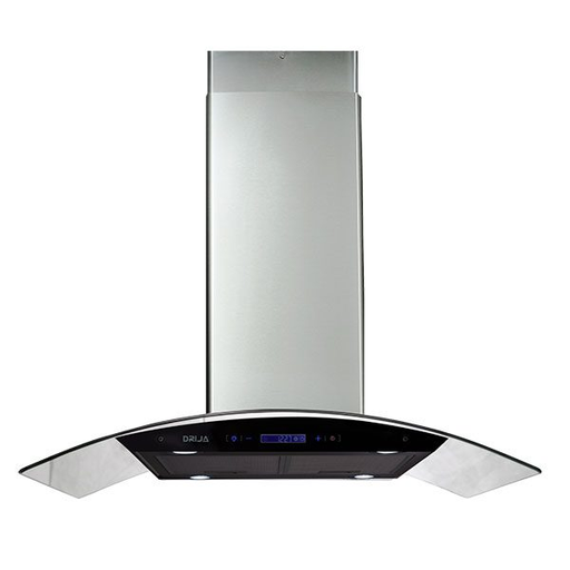 Campana De Isla 90 Cm Drija Touch Vidrio Curvo Acero