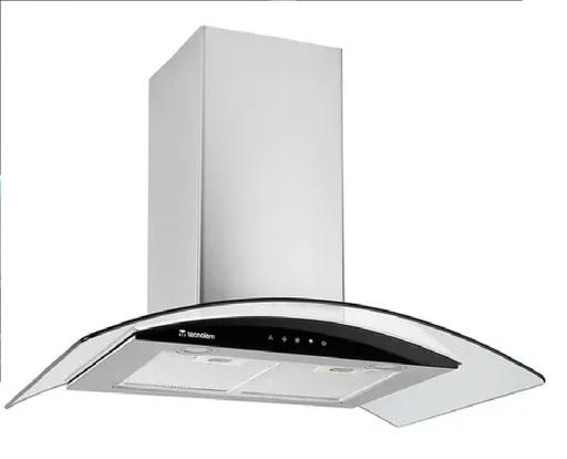 Campana De Isla 90 Cm Tecnolam Axia Vidrio Curvo Acero