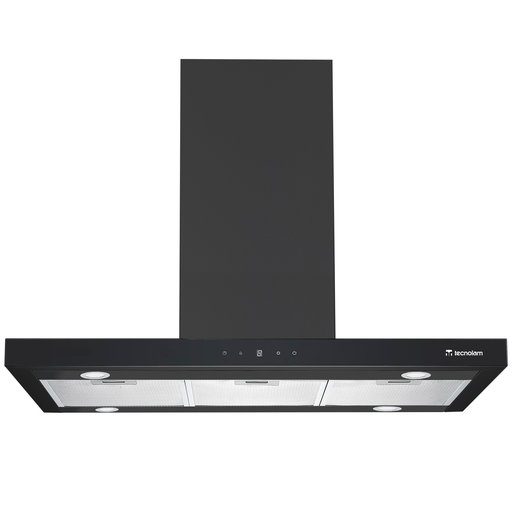 Campana De Isla 90 Cm Tecnolam Euroblack Motor Doble Turbina Luces MultiLed Negro