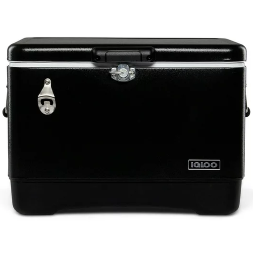 Cava Igloo Legacy 51 Lts 54 Qt Con Asas Y Abridor De Botellas Acero Y Negro