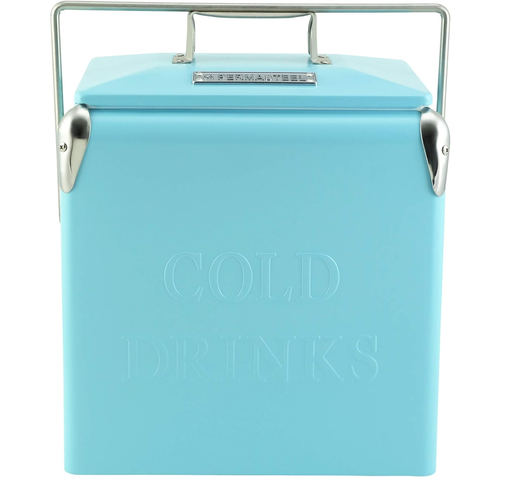 Cava Permasteel 13 Lts 14 Qt Con Asa Abridor De Botellas Colector De Tapas Tapon De Drenaje Turquesa