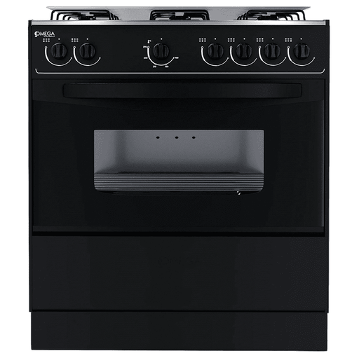 Cocina A Gas Omega 76 Cm Encendido Electrico Y Tapa De Vidrio Negro