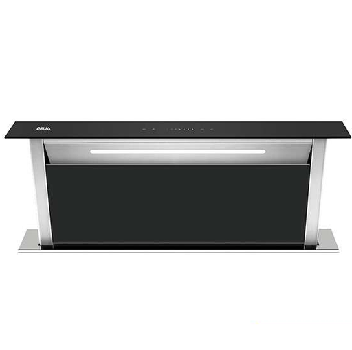 Campana De Isla 90 Cm Drija Arco Telescopica Luces LED Panel De Vidrio Negro