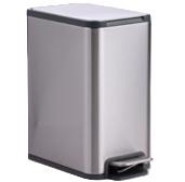 Papelera Swiss Home 5 Lts Rectangular Con Tapa Y Pedal Plateado