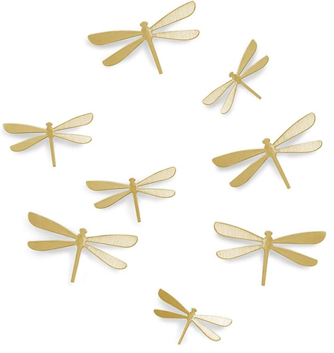 Decoracion De Pared Umbra Forma De Libelulas 8 Pzas Adhesivas Dorado
