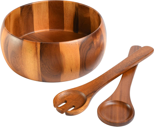Ensaladera Gibson Elite Laurelton 3 Pzas Con Servidores De Madera Marron