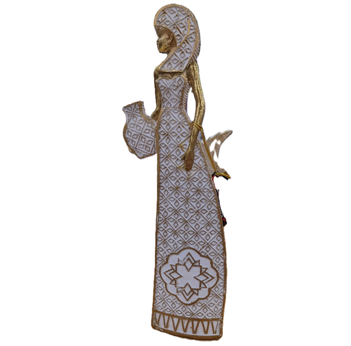 Figura Africana House Home 13X5X36.5 Cm Blanco y Dorado