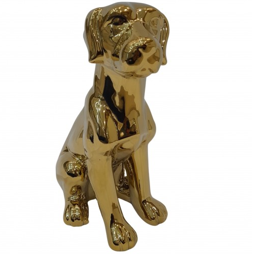 Figura Perro Sentado Essencials 28 Cm Dorado